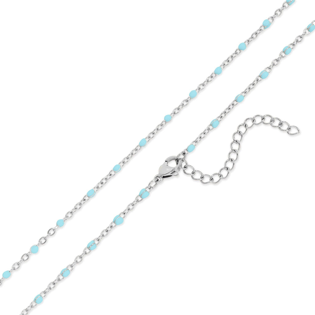 18K Gold Stainless Steel Turquoise Chain Necklace 18+2"