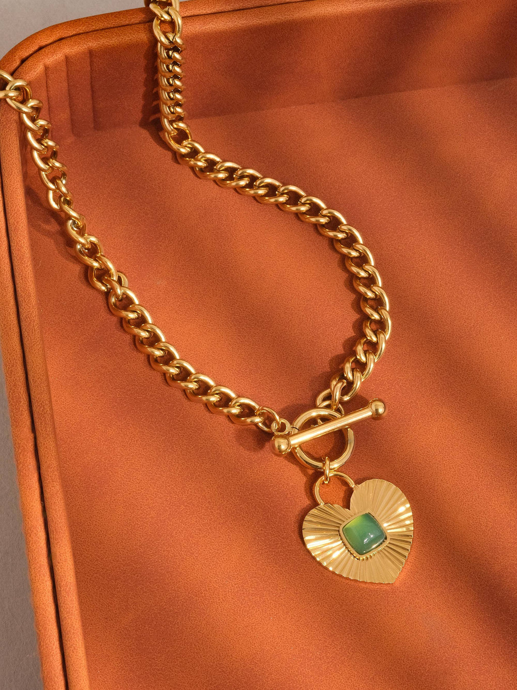 Green Heart Chain Necklace