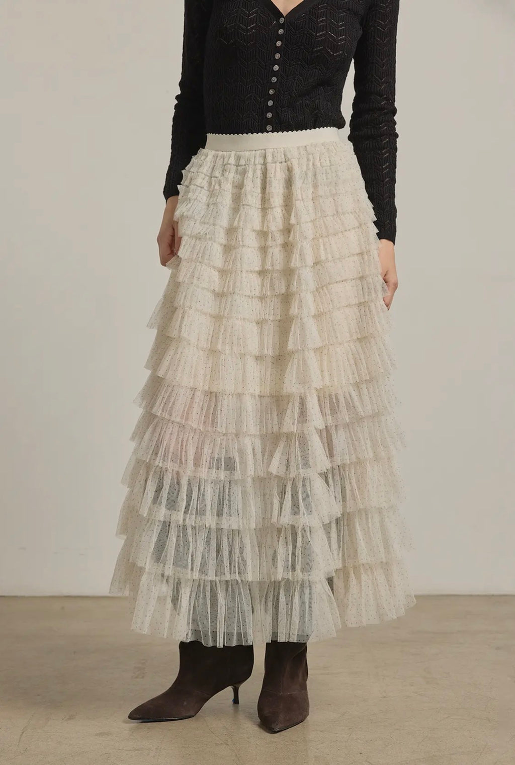 Layered Ruffle Maxi Skirt