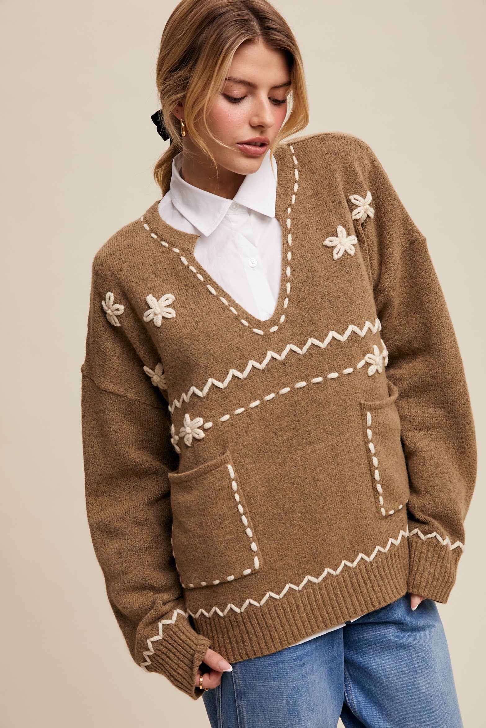 Evelyn Embroidered Knit Sweater