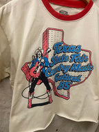 Texas State Fair country music Festival 1985 ringer Relaxed Crop Tee: Small White/Red