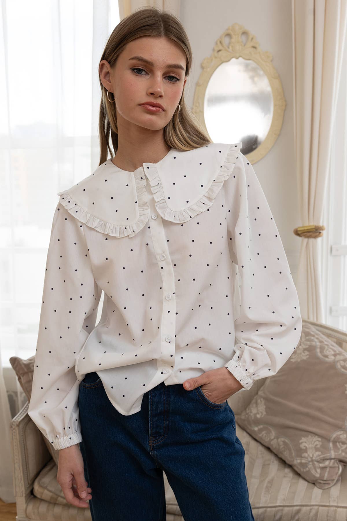 Dotty Collar Blouse