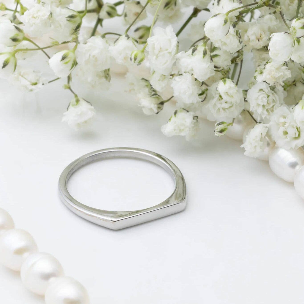 18K Gold PVD Stainless Steel Dainty Flat Blank Stack Ring: Gold / 5