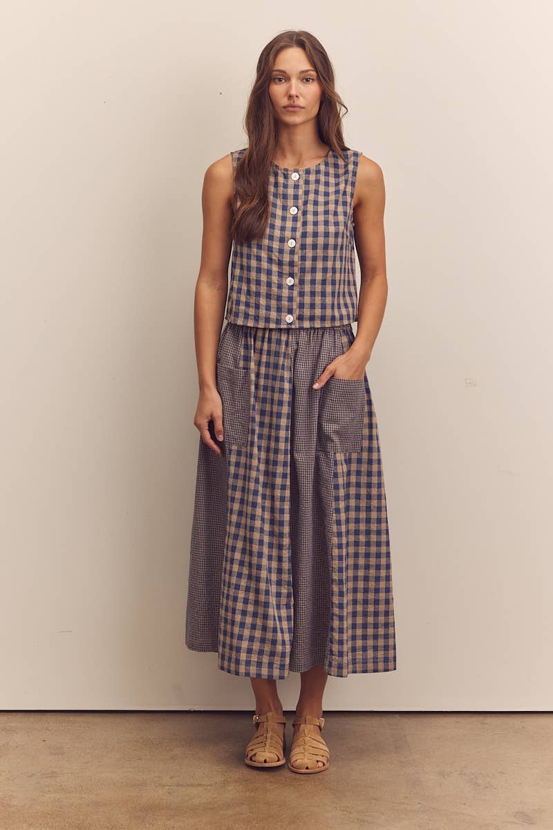 Serena Gingham Panel Skirt