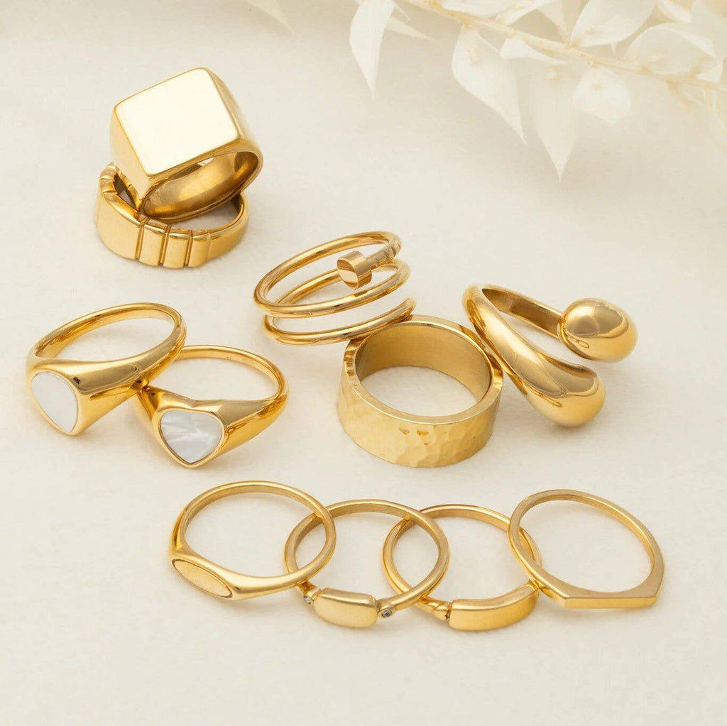 18K Gold PVD Stainless Steel Dainty Flat Blank Stack Ring: Gold / 6