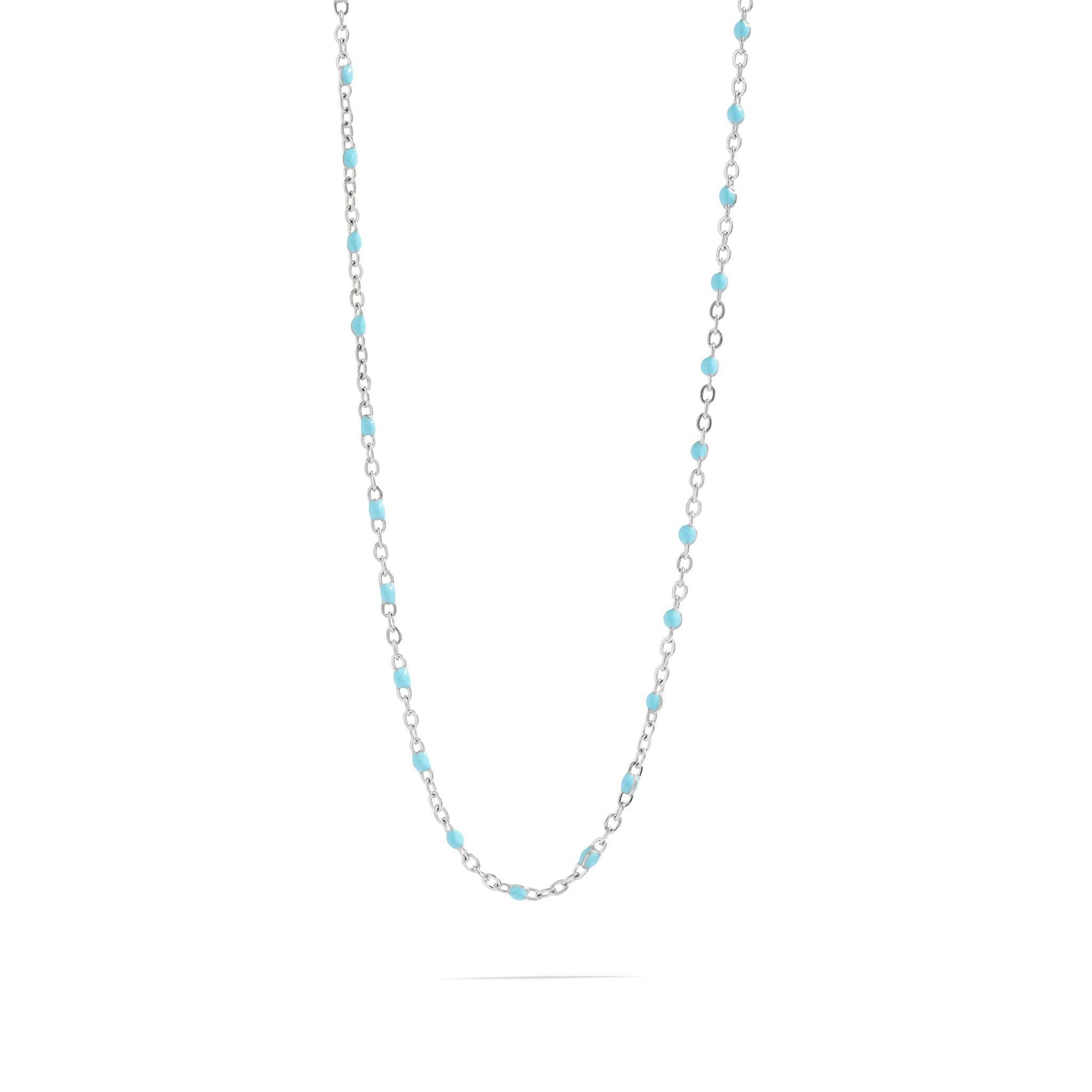18K Gold Stainless Steel Turquoise Chain Necklace 18+2"
