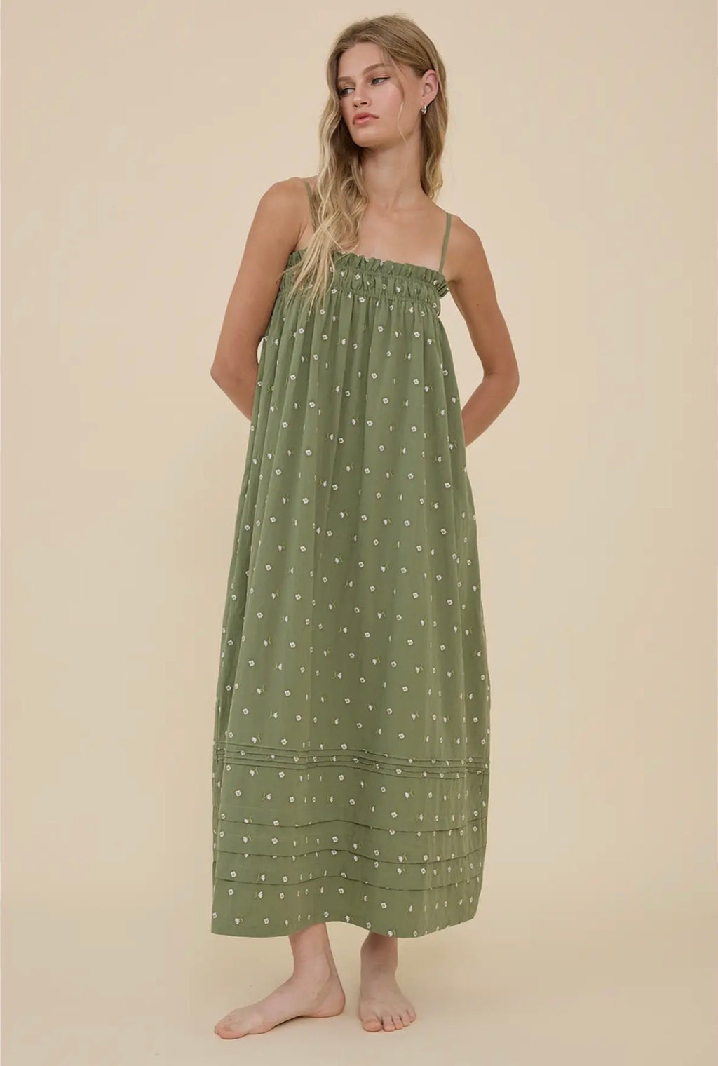 Floral Smocked Strap Dress