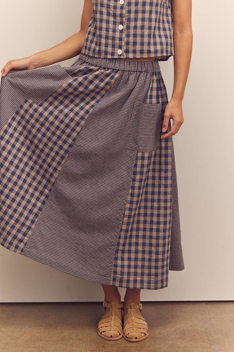 Serena Gingham Panel Skirt