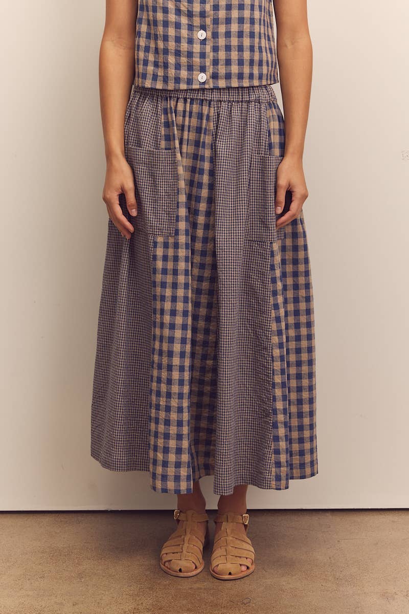 Serena Gingham Panel Skirt