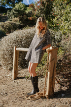 Leopard Print  Denim Dress