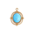 Gold Stainless Steel Roped Frame Oval Semi Precious Charm: Gold / Turquoise
