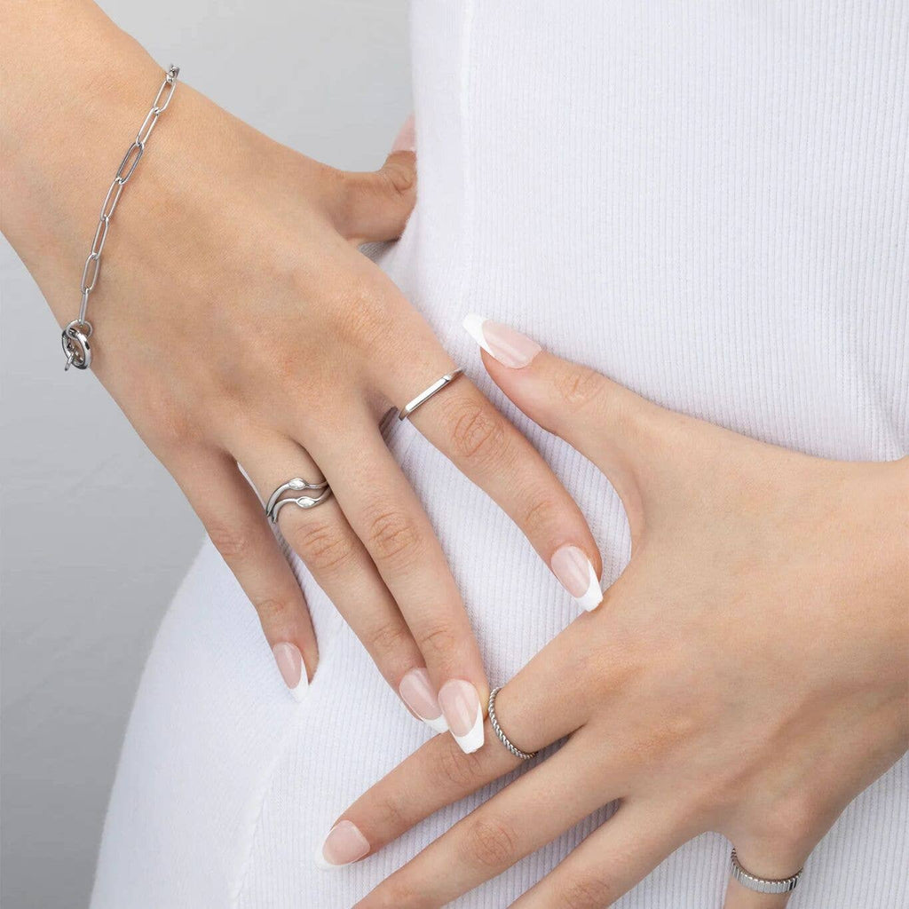 18K Gold PVD Stainless Steel Dainty Flat Blank Stack Ring: Gold / 5