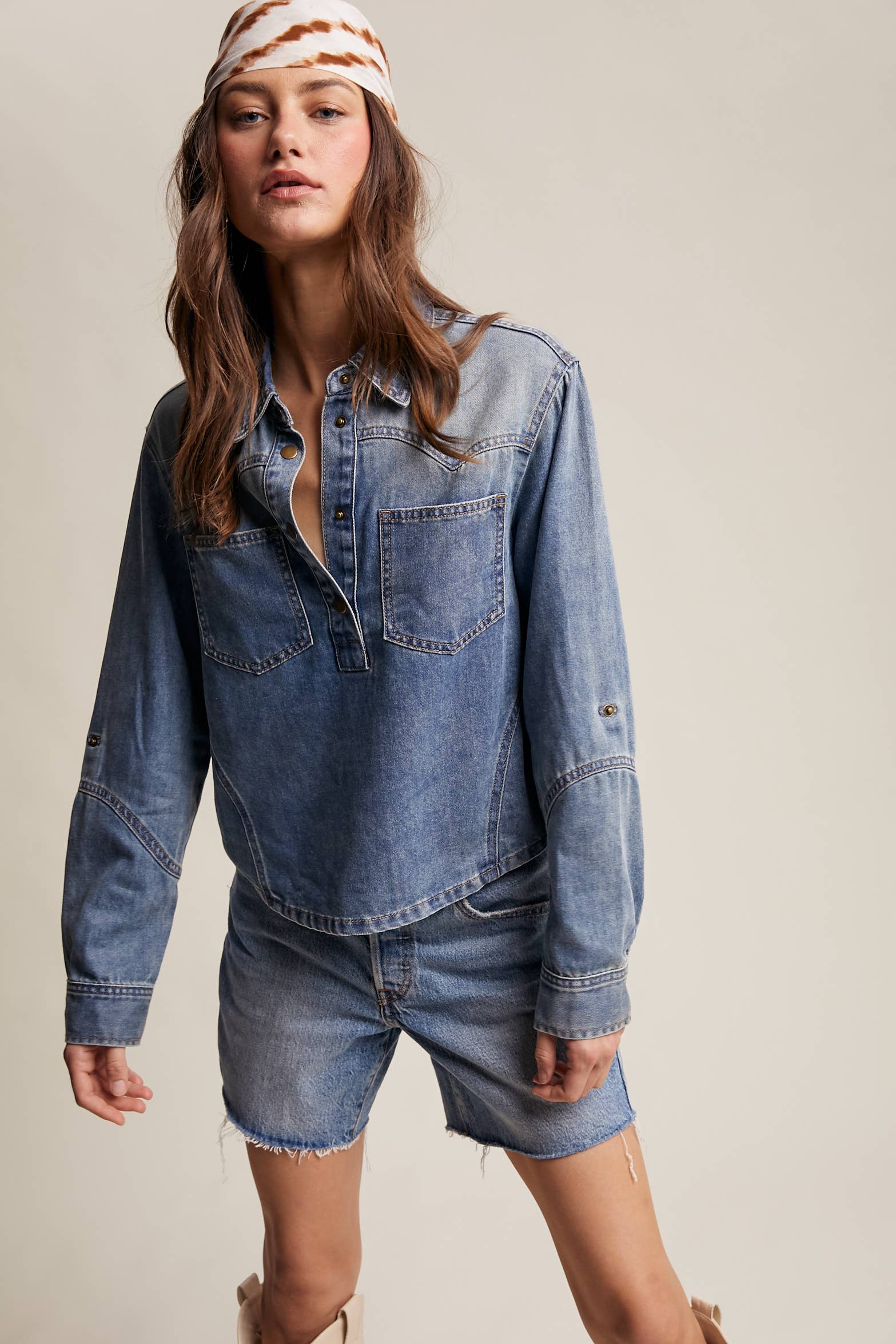 Josie Denim Pull Over Shirt