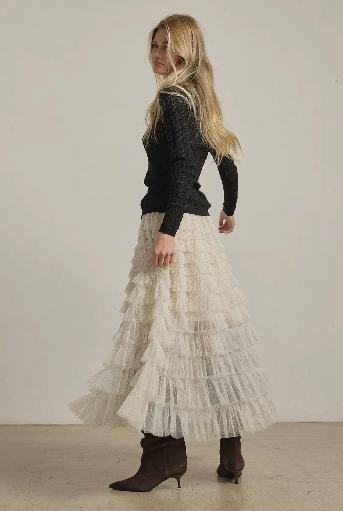 Layered Ruffle Maxi Skirt