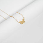 18K Gold PVD Stainless Steel Engravable Butterfly Necklace : Gold