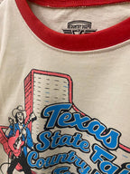 Texas State Fair country music Festival 1985 ringer Relaxed Crop Tee: Small White/Red