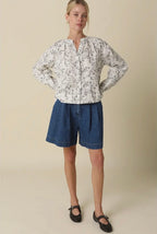 Sara Floral Pintuck Blouse