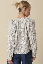 Sara Floral Pintuck Blouse