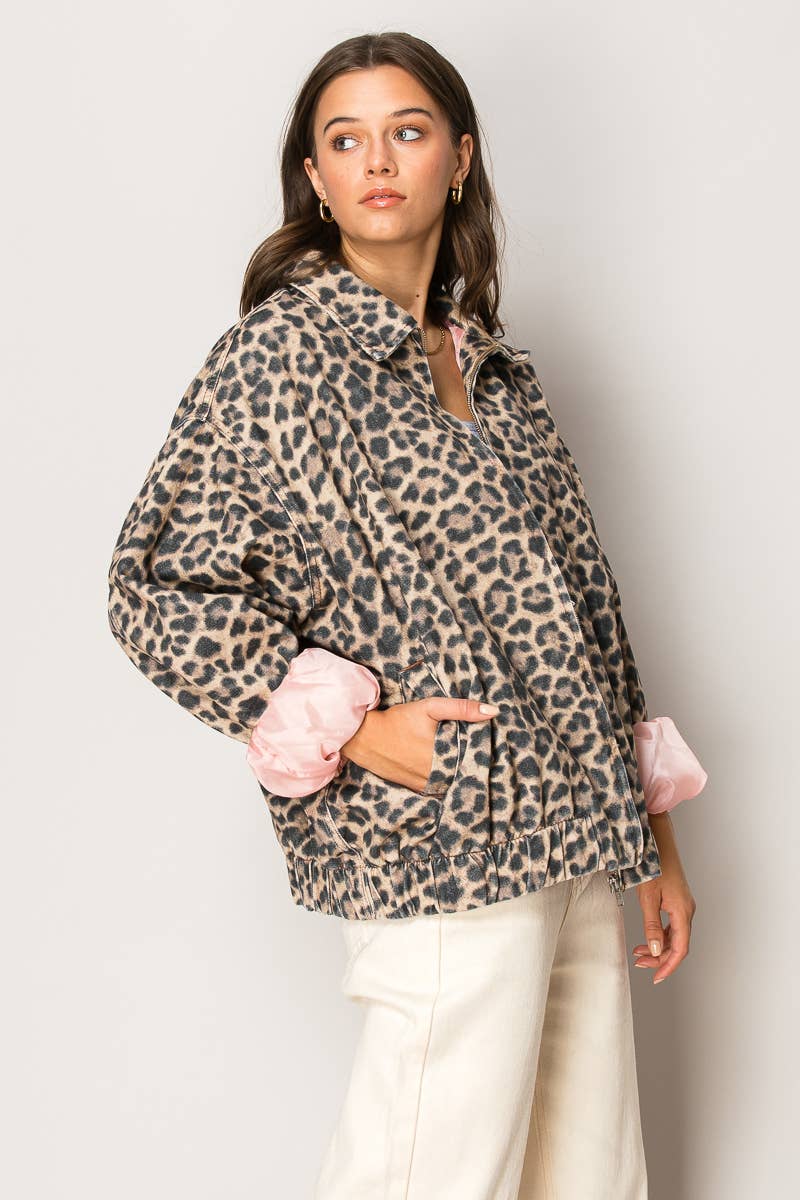 Leopard Denim Jacket