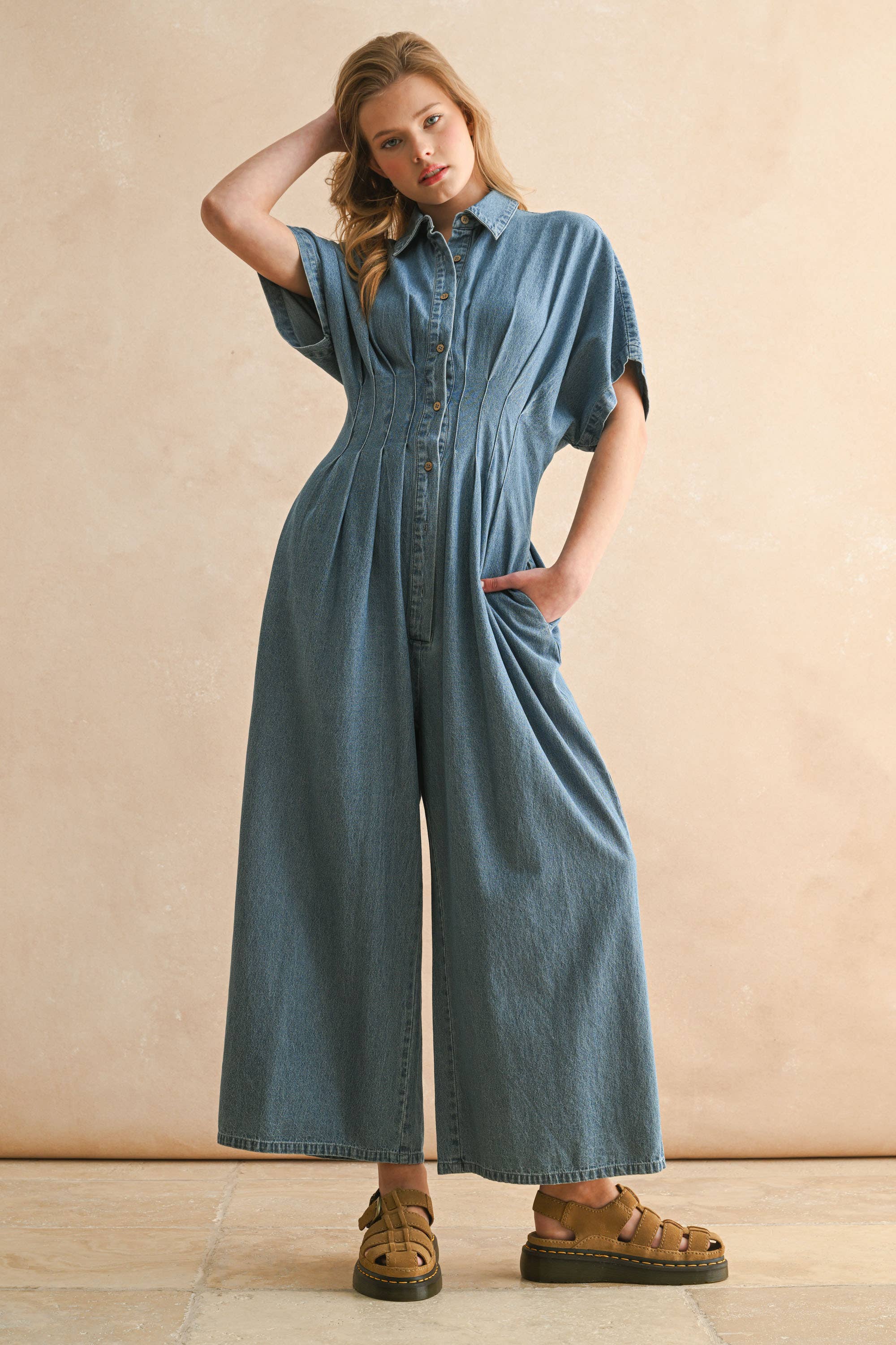 Chambray Denim Jumpsuit