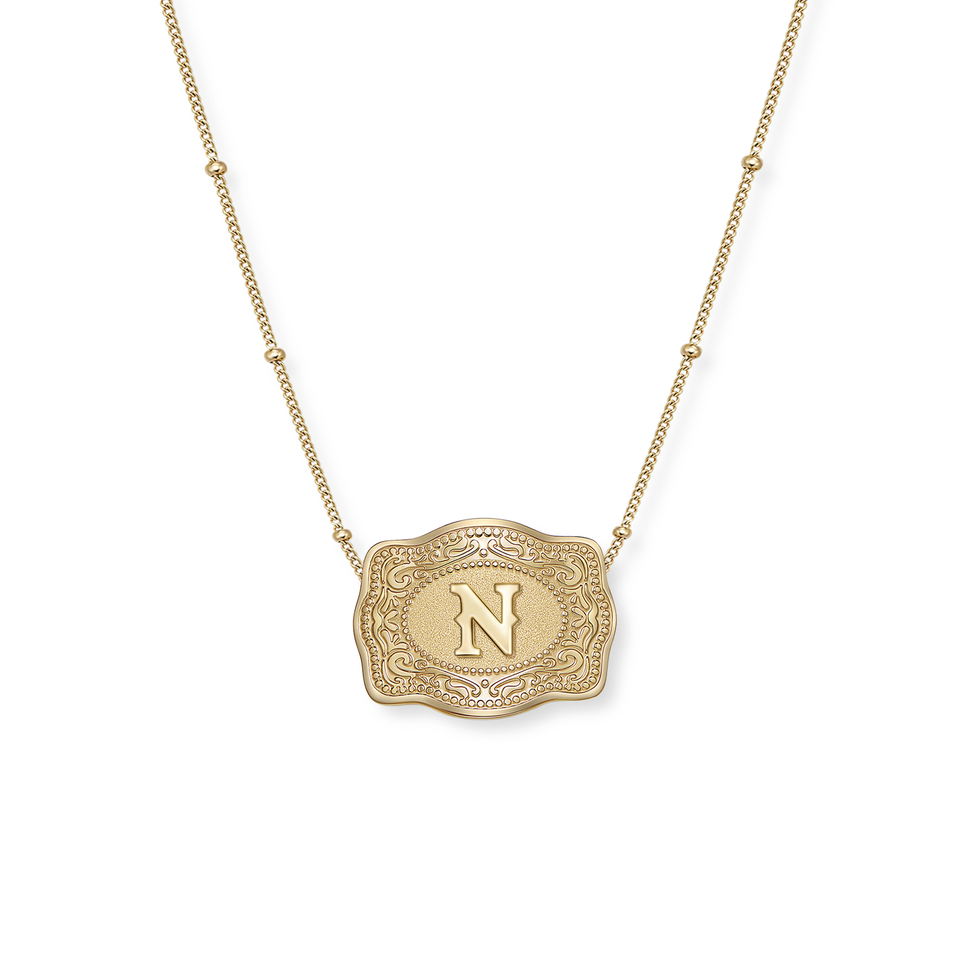 SpurWest Mini Belt Buckle Initial Necklace