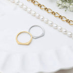 18K Gold PVD Stainless Steel Dainty Flat Blank Stack Ring: Gold / 5
