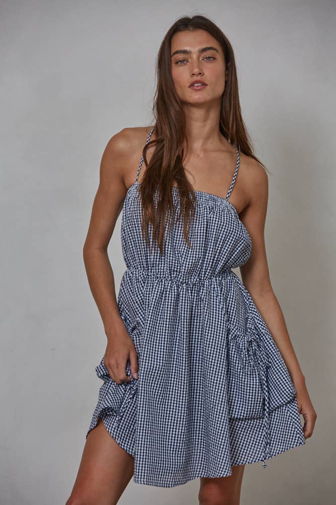 Lauren Gingham Strappy Mini Dress