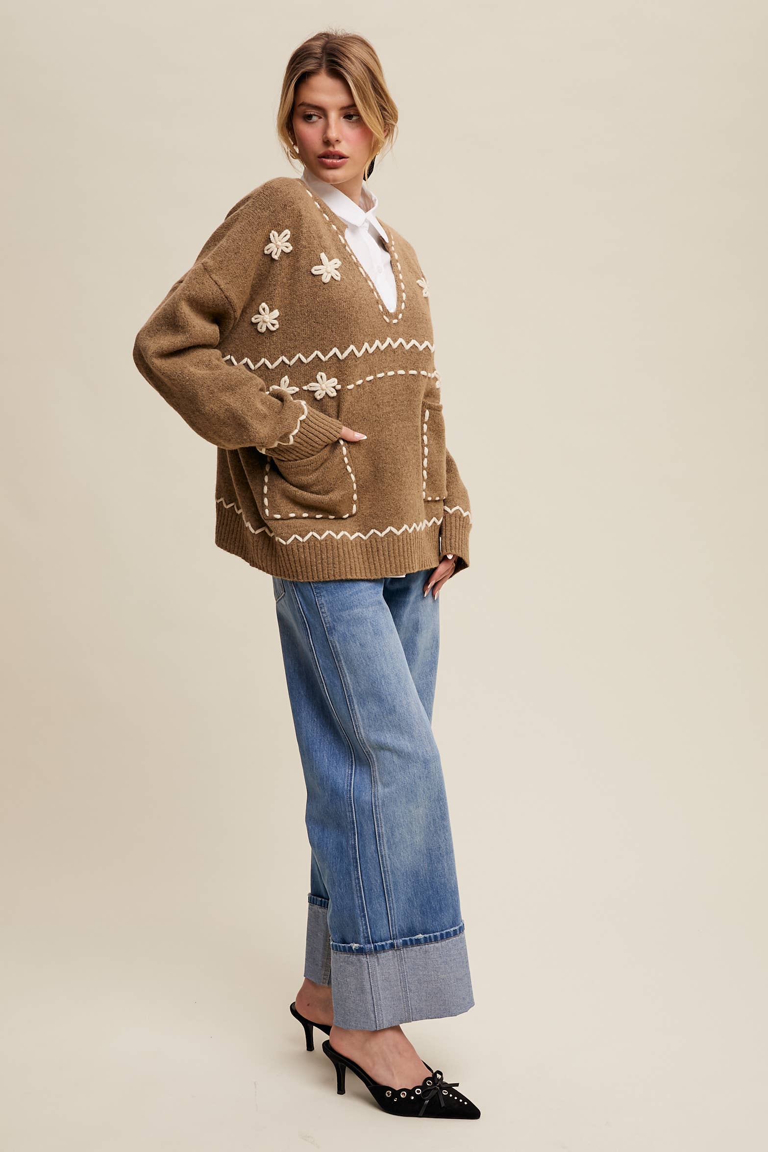Evelyn Embroidered Knit Sweater