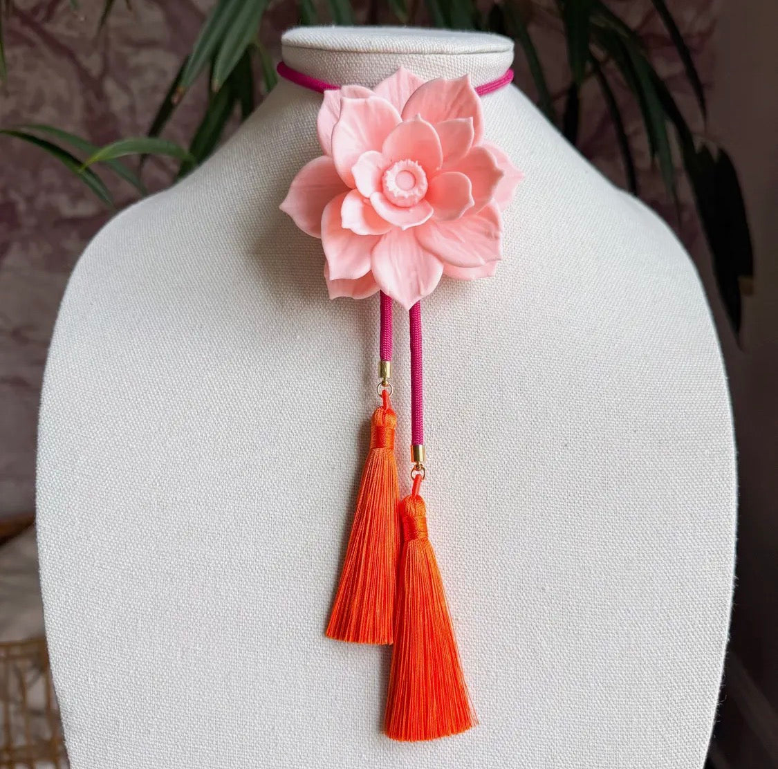 Lotus Flower Bolo Blush Pink, Fuchsia & Orange