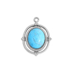 Gold Stainless Steel Roped Frame Oval Semi Precious Charm: Gold / Turquoise