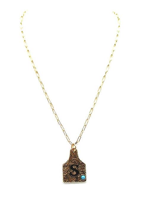 Cattle Tag Initial Necklace