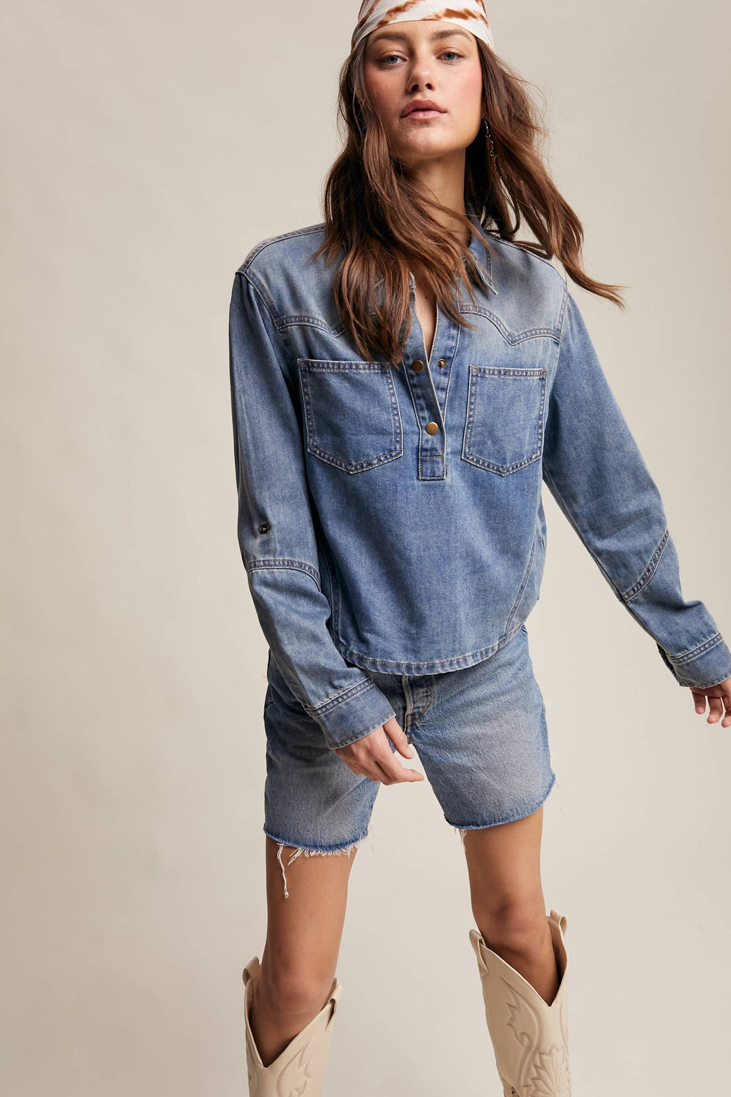 Josie Denim Pull Over Shirt