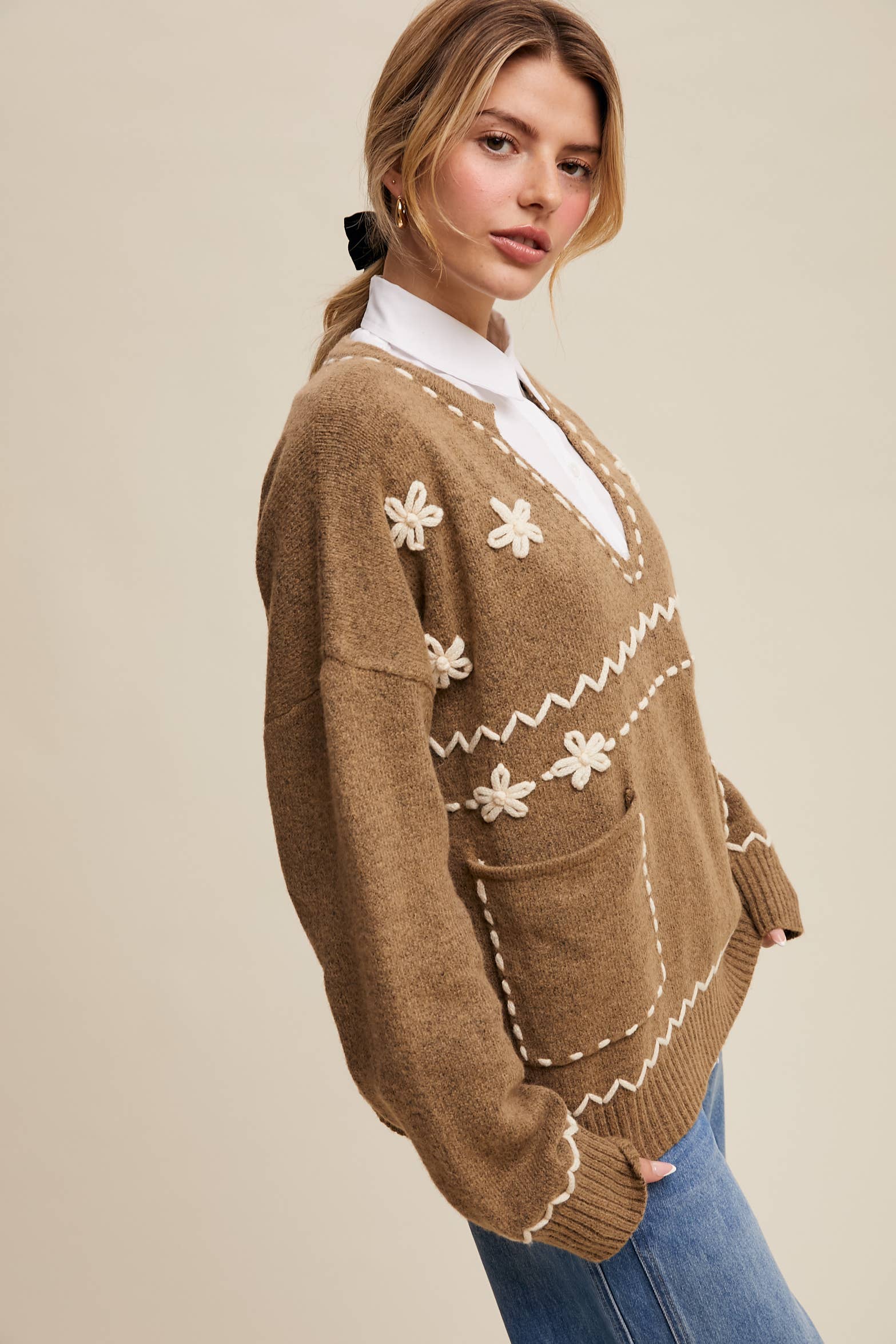 Evelyn Embroidered Knit Sweater