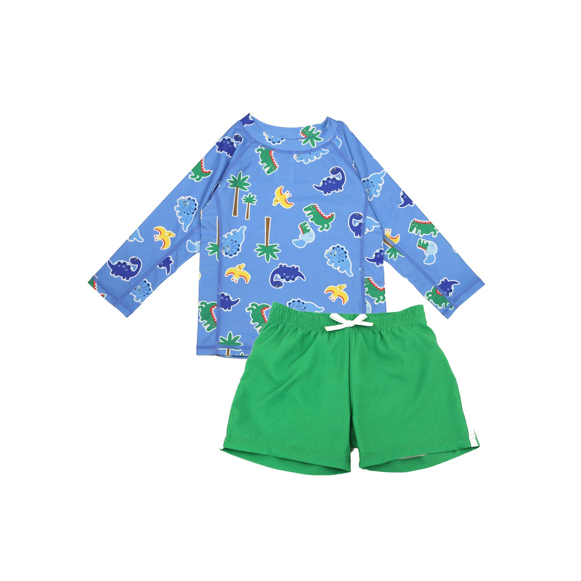 Kids Boys Rashguard Swim Top & Swim Short Set - Devin Dinosaur