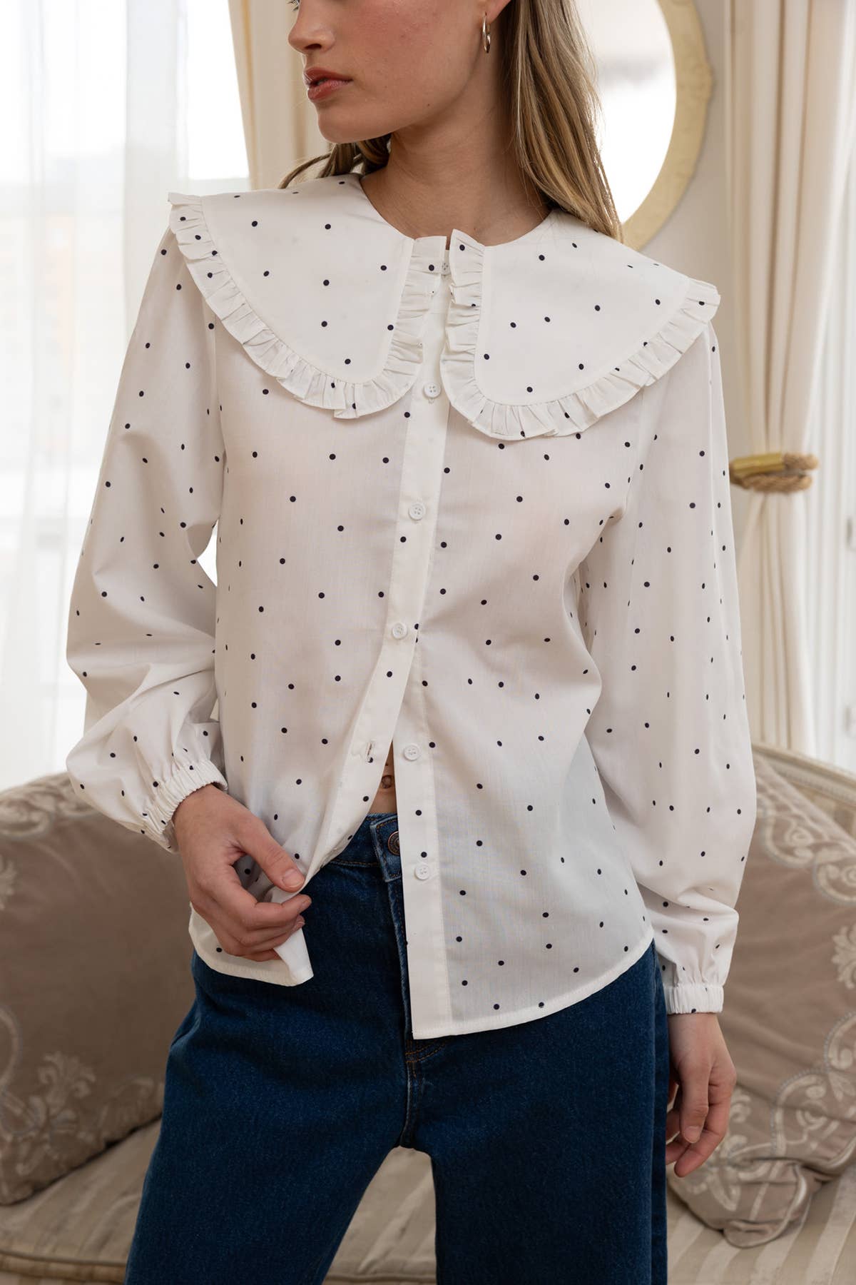 Dotty Collar Blouse