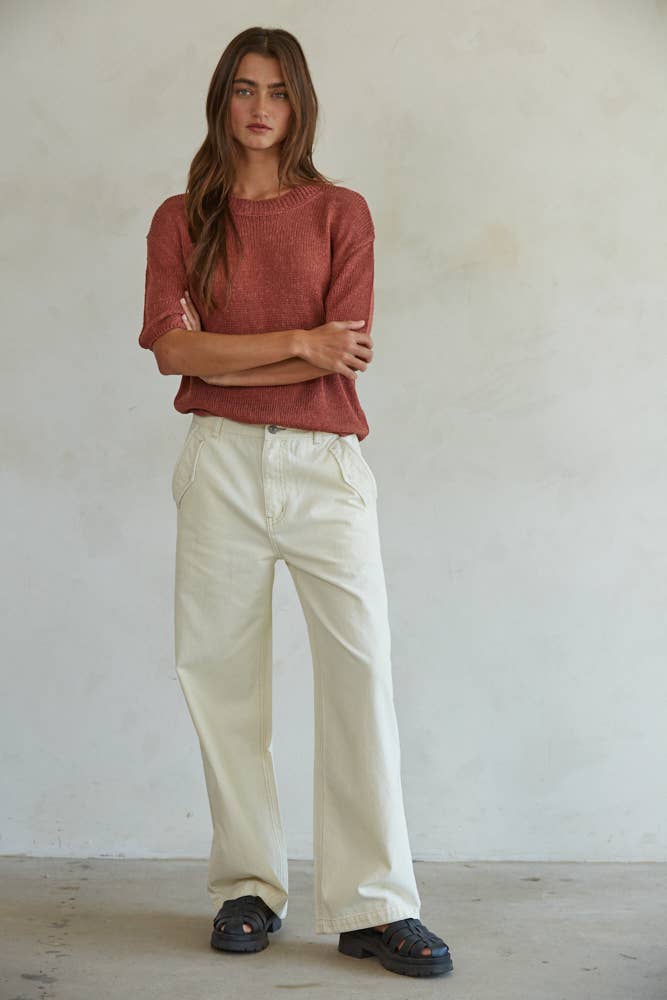 Cream Denim Pants
