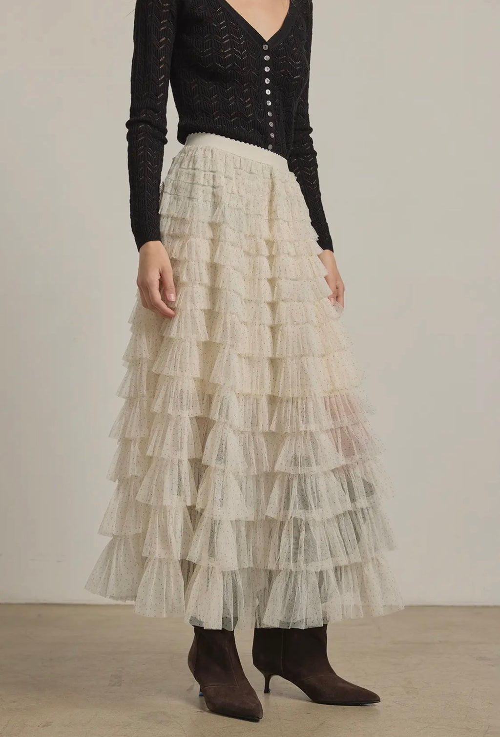 Layered Ruffle Maxi Skirt