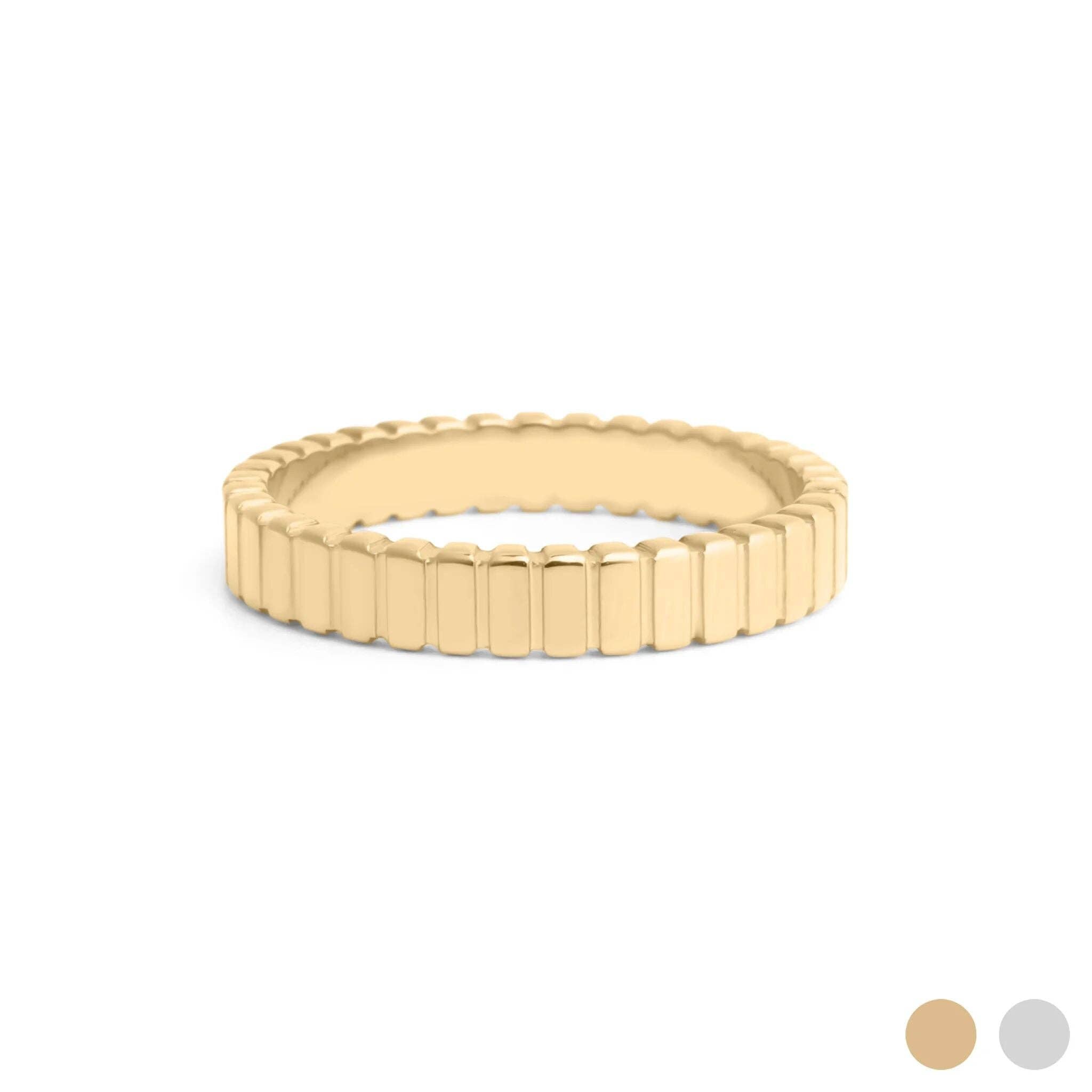 18K Gold PVD Stainless Steel Fluted Stacking Ring