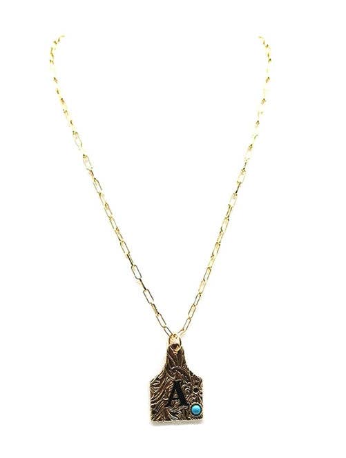 Cattle Tag Initial Necklace