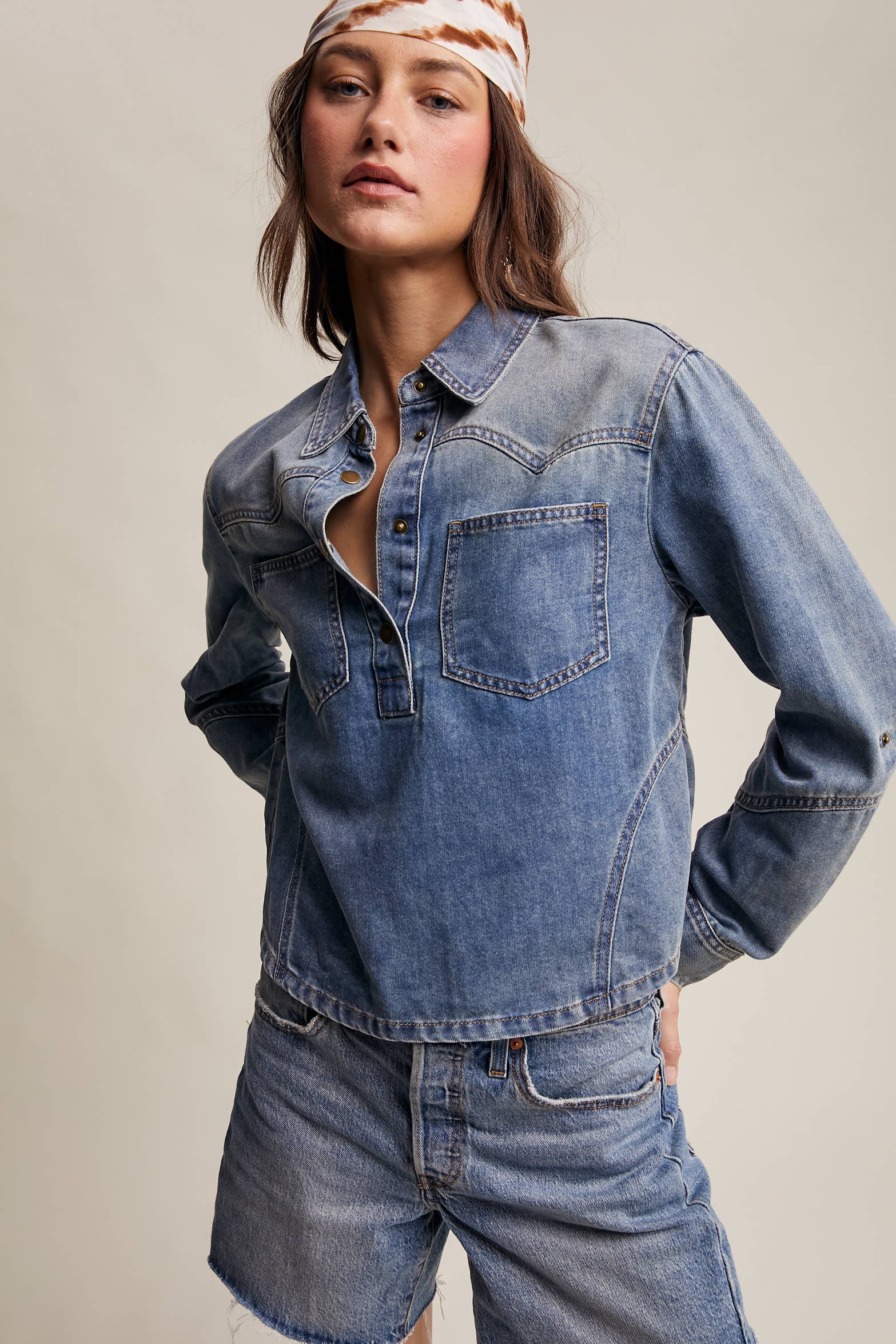 Josie Denim Pull Over Shirt