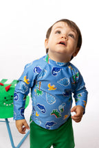 Kids Boys Rashguard Swim Top & Swim Short Set - Devin Dinosaur
