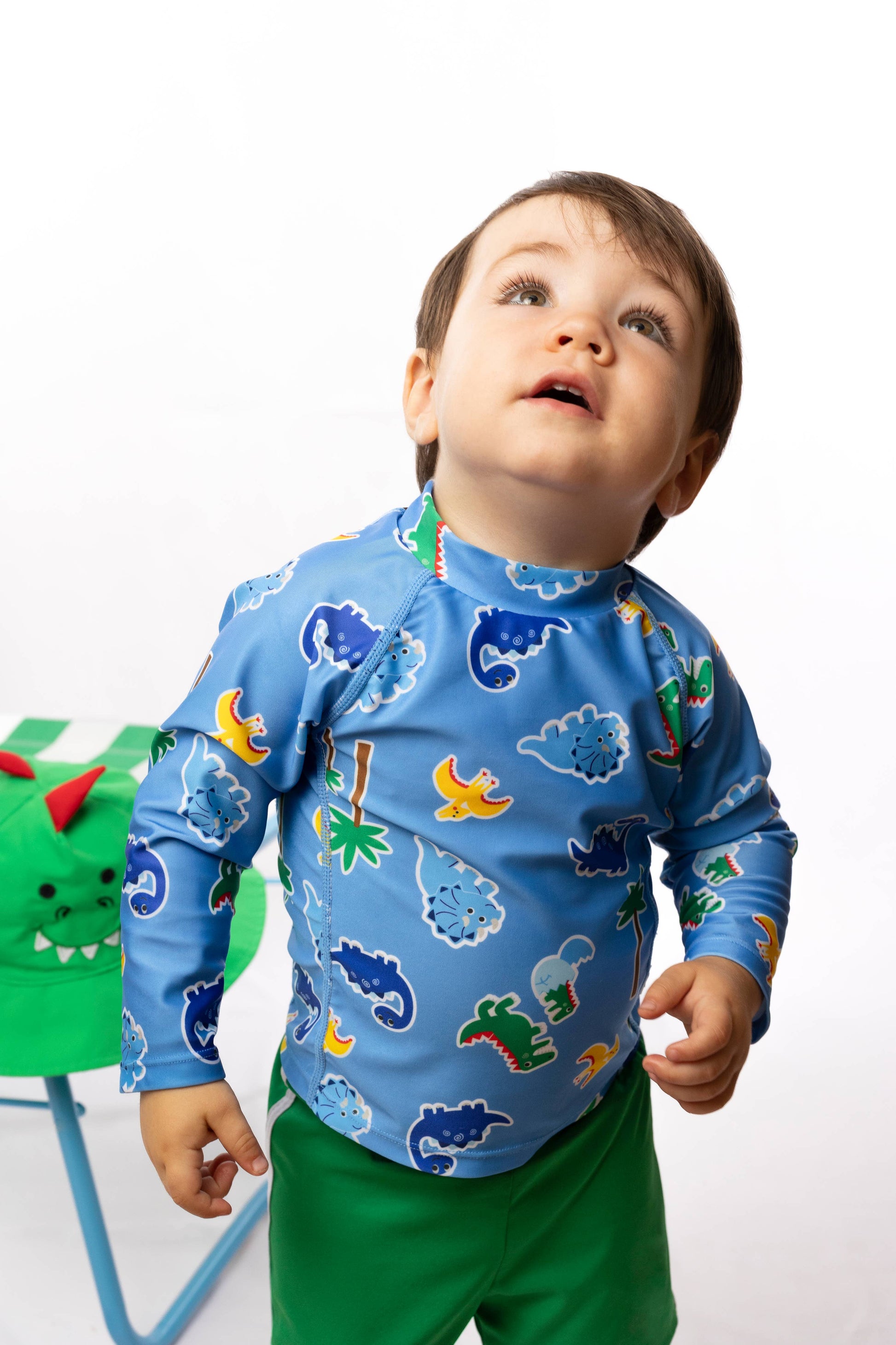Kids Boys Rashguard Swim Top & Swim Short Set - Devin Dinosaur