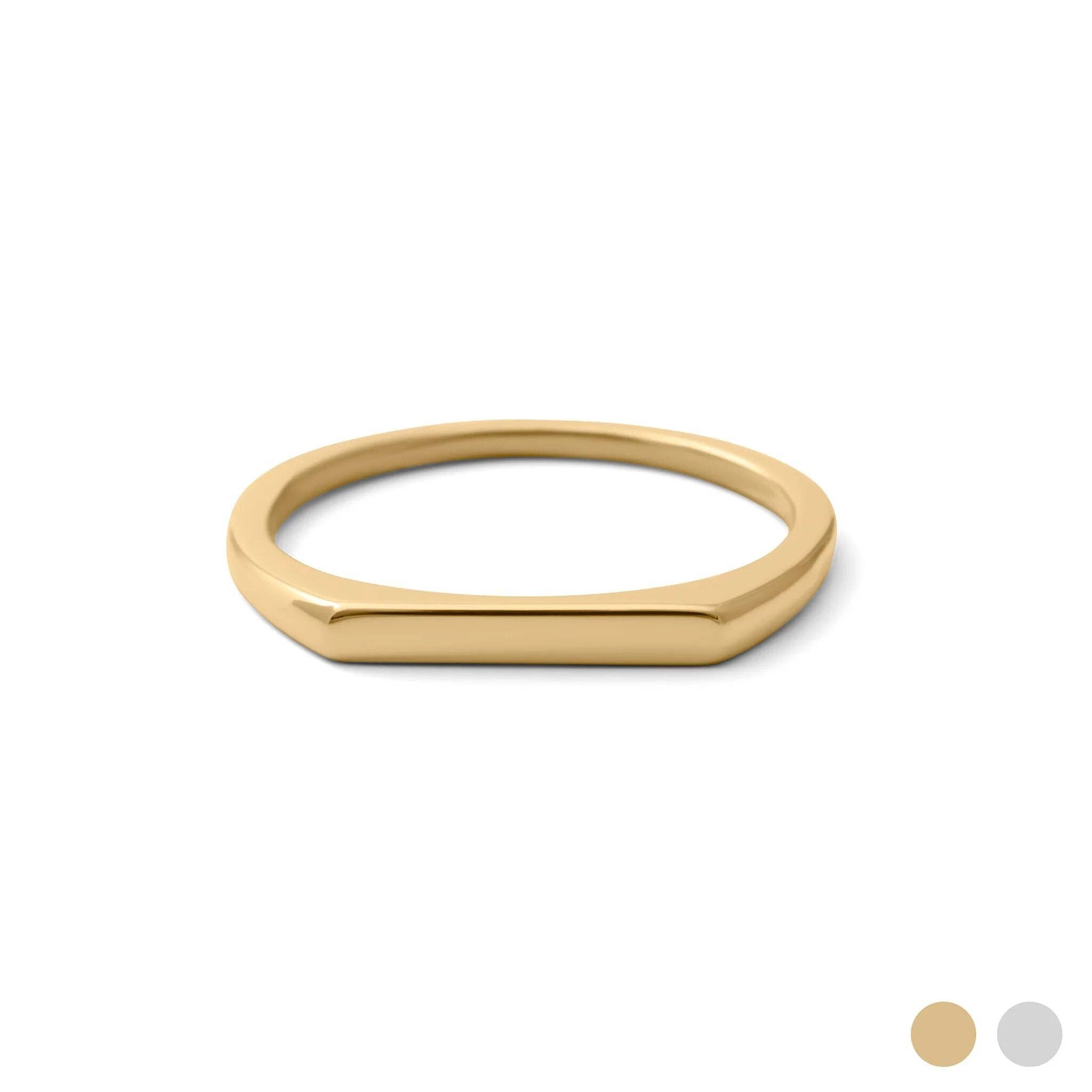18K Gold PVD Stainless Steel Dainty Flat Blank Stack Ring: Gold / 5