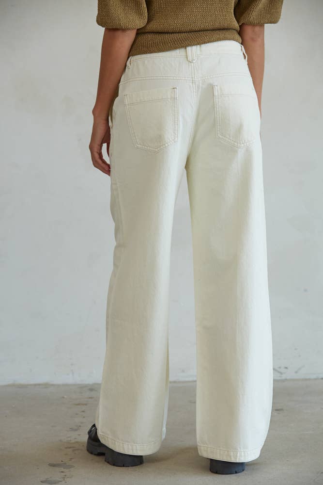 Cream Denim Pants