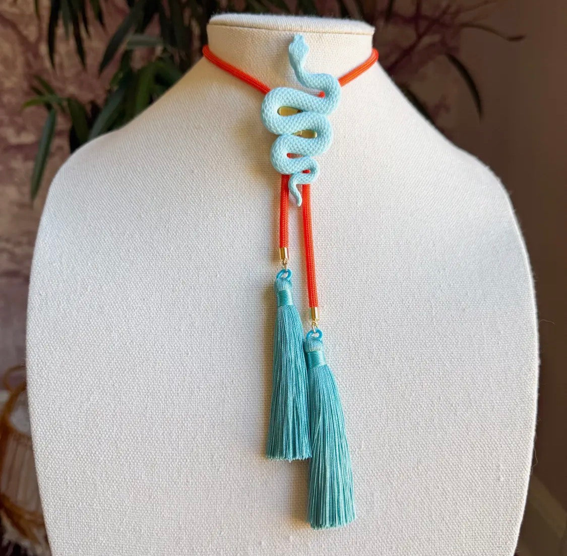 Snake Bolo Baby Blue with Solar Orange & Peacock Blue