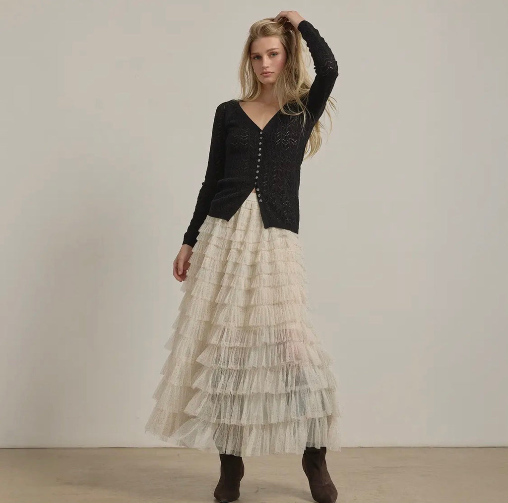 Layered Ruffle Maxi Skirt