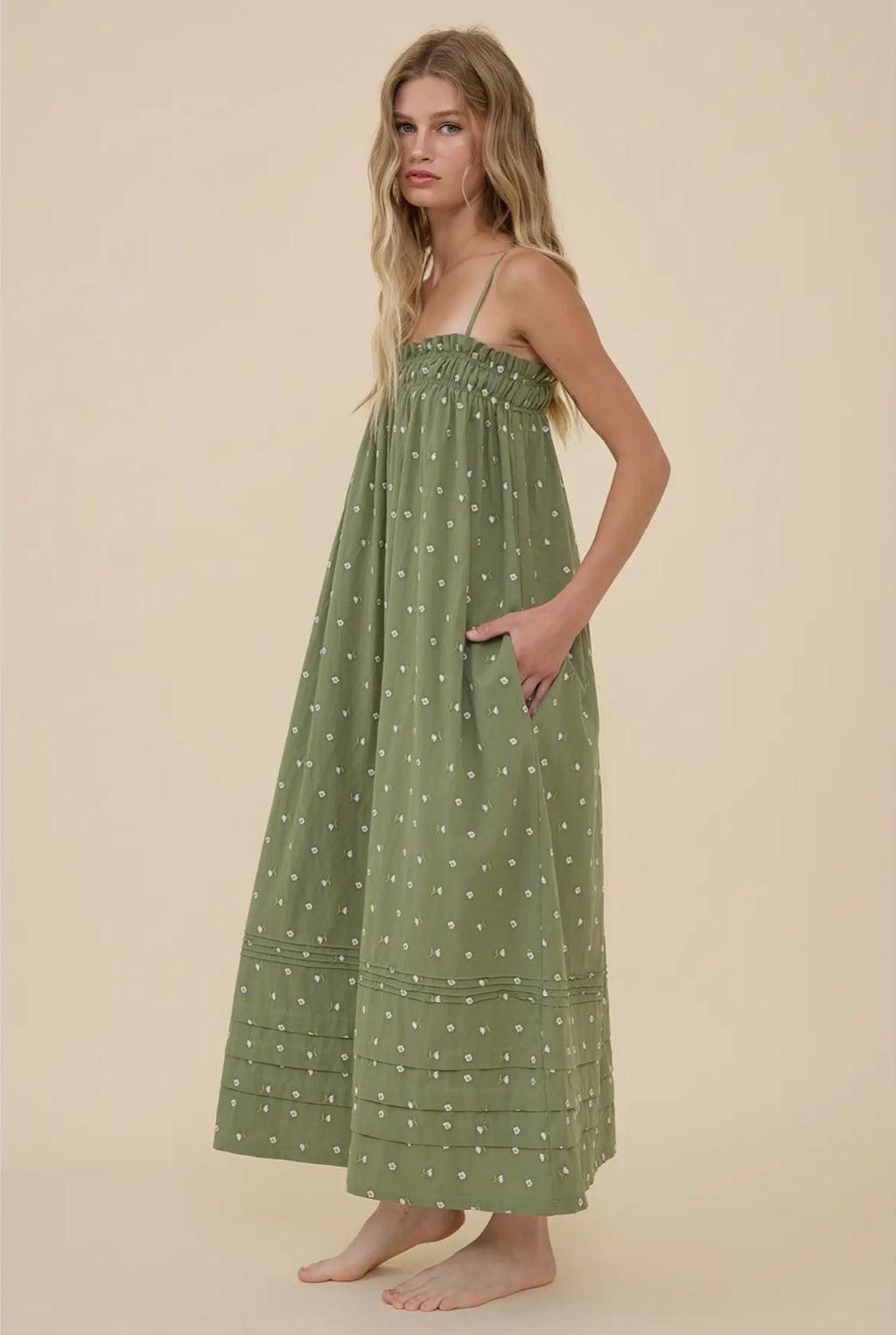 Floral Smocked Strap Dress