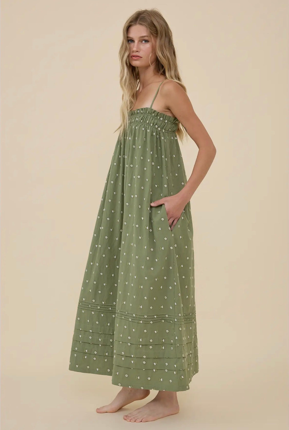 Floral Smocked Strap Dress