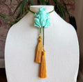 Tree Frog Bolo Turquoise with Olive/Golden Yellow