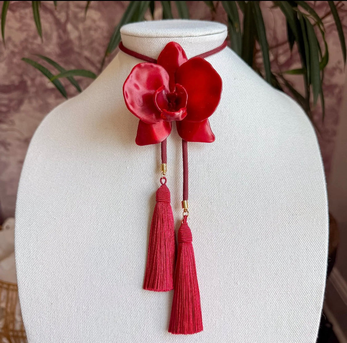 Orchid Bolo Merlot Red with Maroon/Crimson